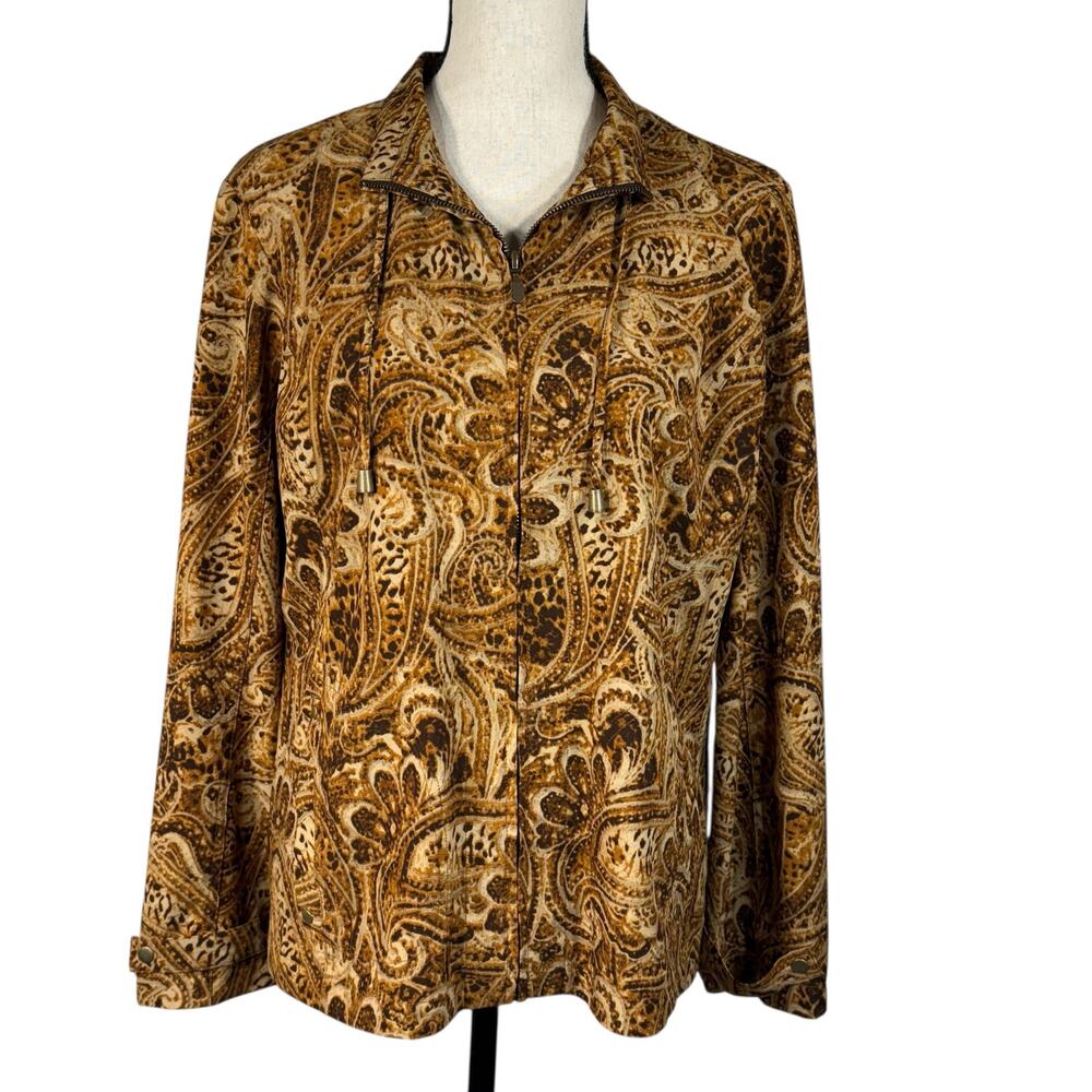 Additions by Chico’s SZ 2 (Large) Jacket Full-Zip Paisley Pockets Lightweight